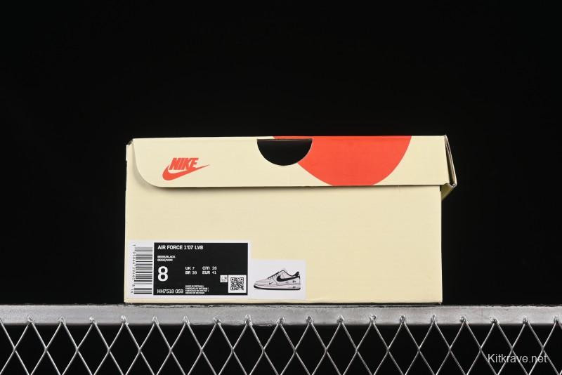 Nike Air Force 1'07 Low Stussy Collaboration Black Swoosh Casual Sneakers - HH7518-059