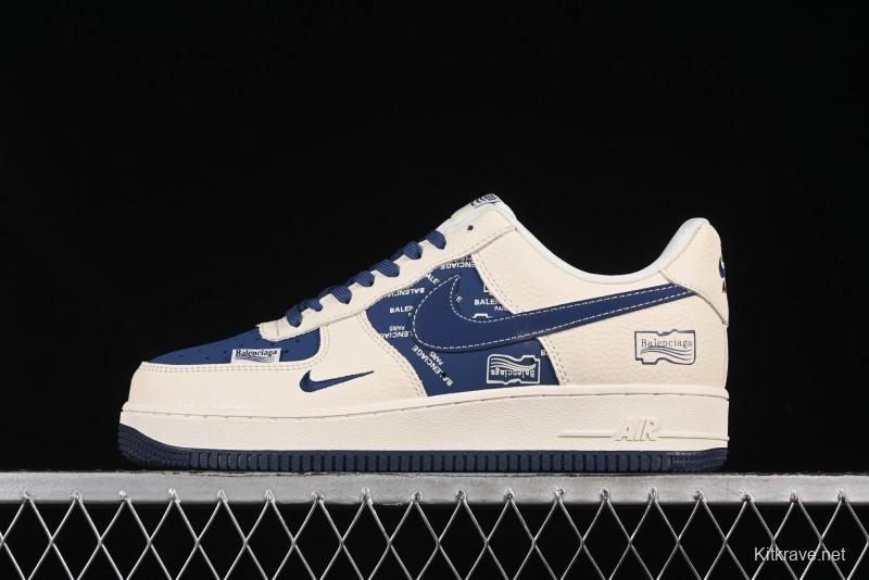 Nike Air Force 1'07 Low Balenciaga Collaboration Blue Woven Label Low-Top Casual Sneakers - DF0188-062