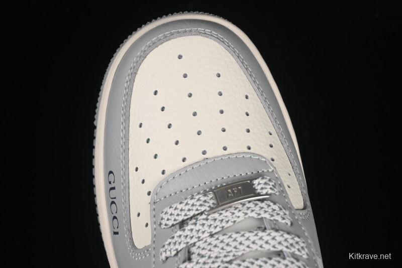 Nike Air Force 1 '07 Low Gucci Collaboration Grey Blue Swoosh Casual Sneakers - XS1958-543