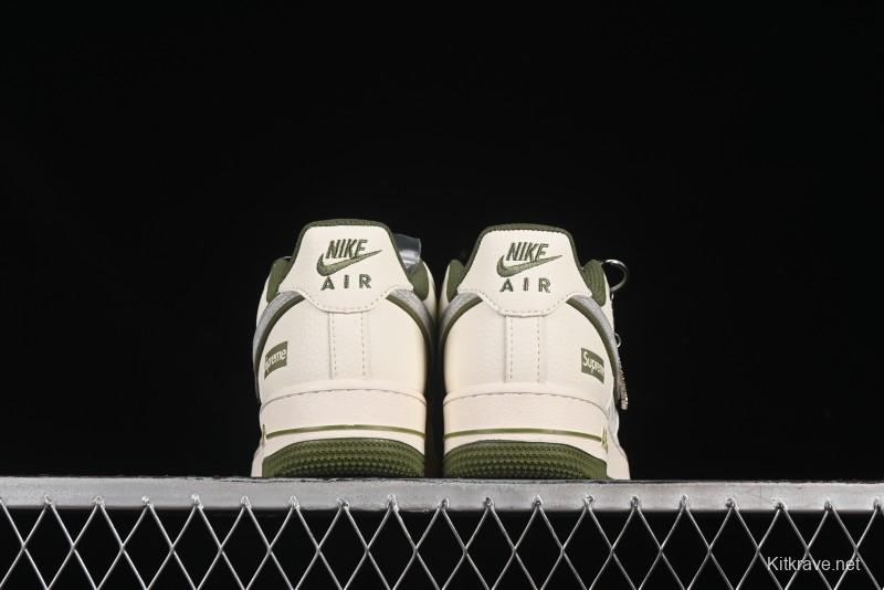 Nike Air Force 1 '07 Low Supreme Collaboration Military Green Multi Swoosh Casual Sneakers - XX3168-148