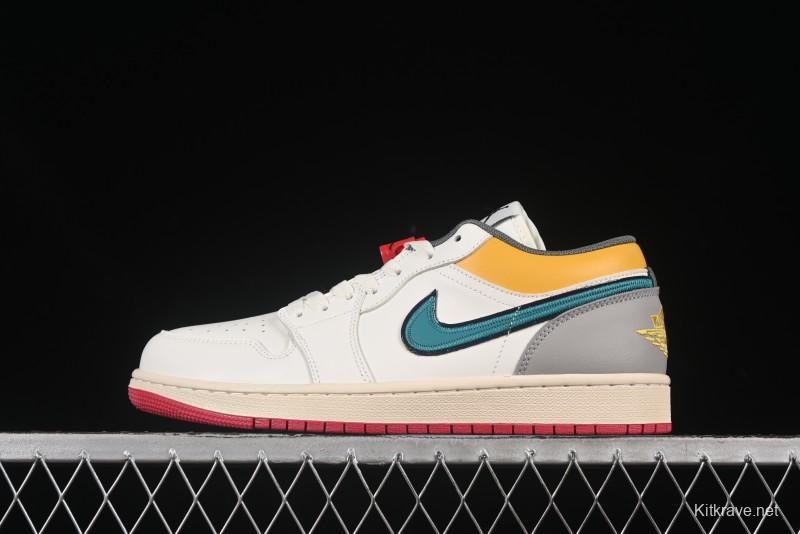 Nike Air Jordan 1 Low AJ1 Mismatched Swoosh Casual Sneakers - HV4511-133