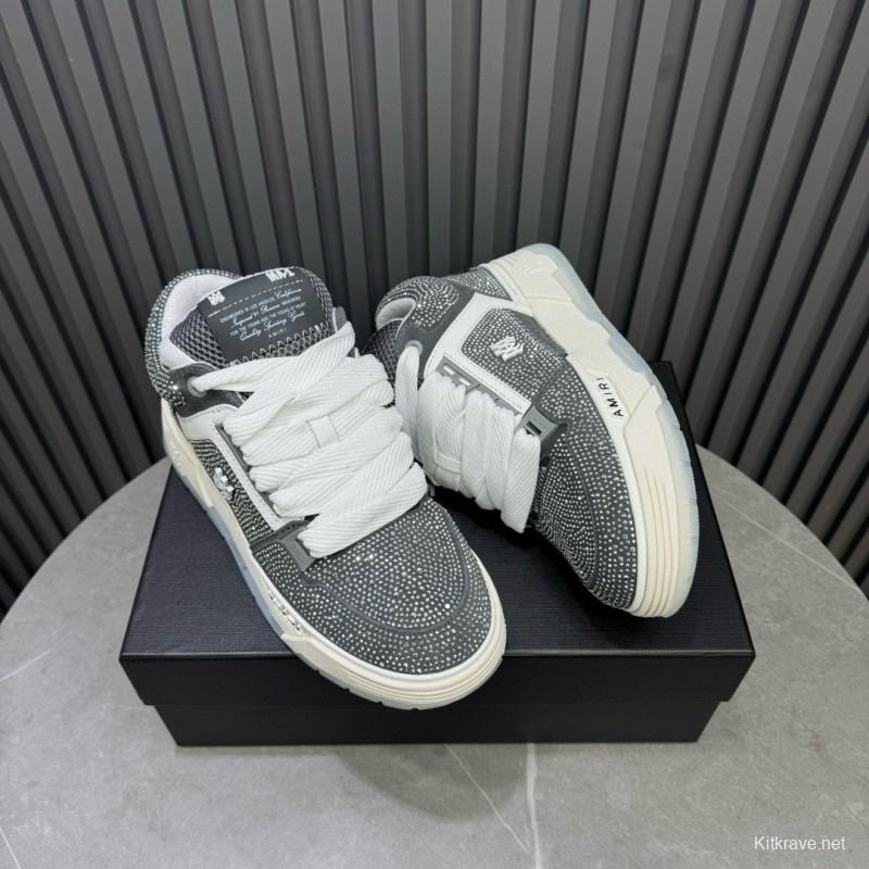 2024 Unisex Amiri Black White Leather Suede Sneaker MJ00410