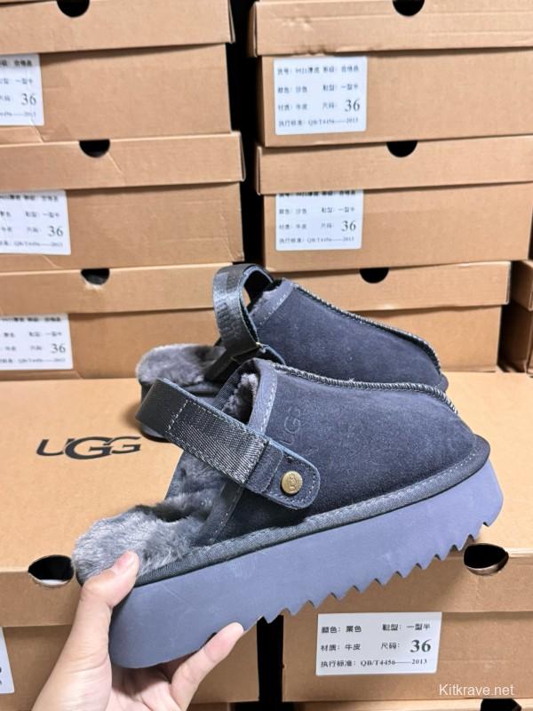 2024 Women UGG Grey Suede Slip-On Slippers MJ00170