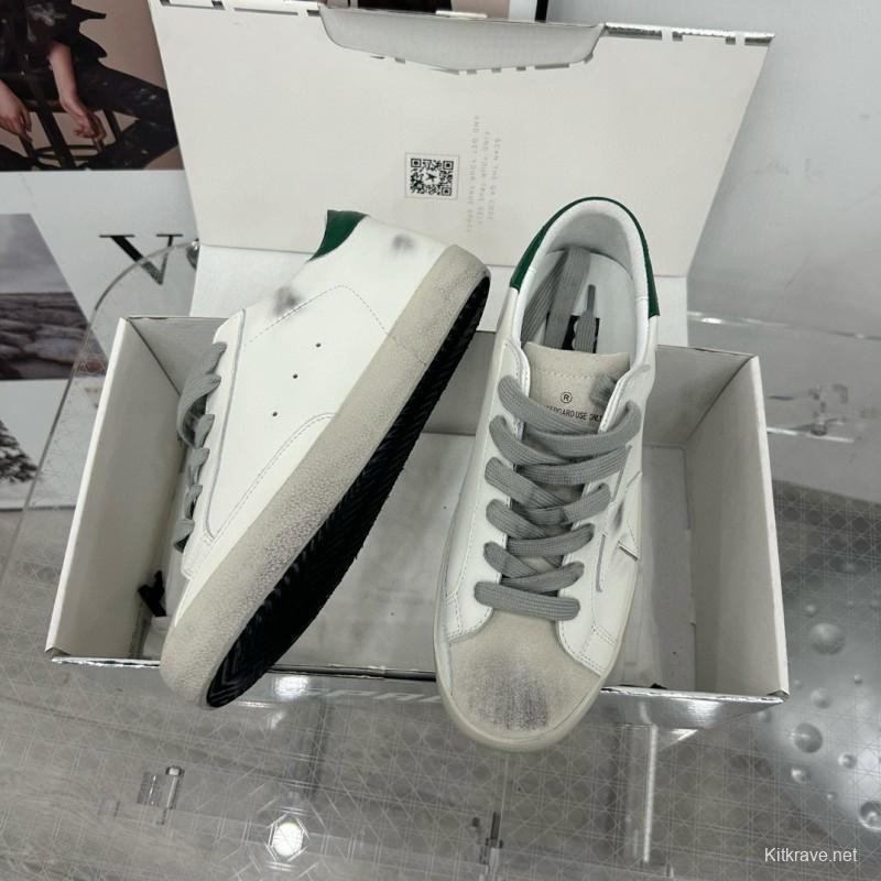 2025 Women GGDB White Green Leather Sneakers