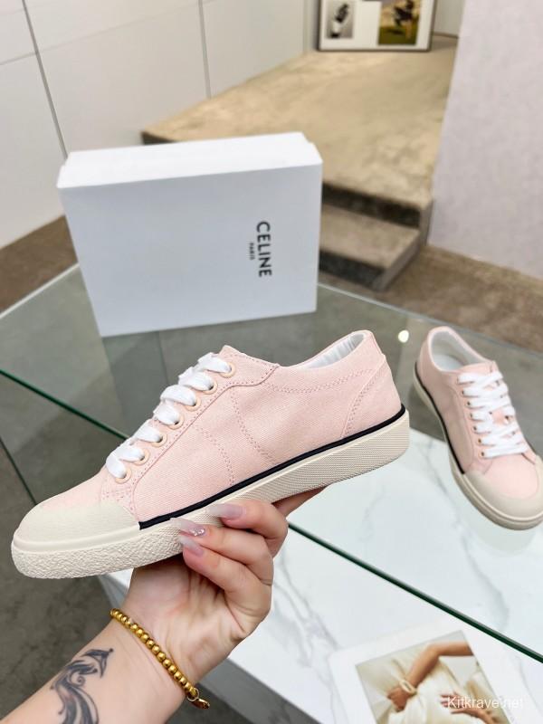2025 Women Celine Pink Canvas Sneakers LY00210