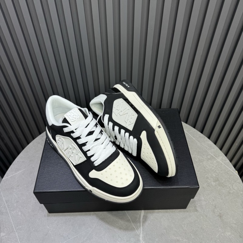 2025 Unisex Amiri Black White Leather Sneakers MJ00360