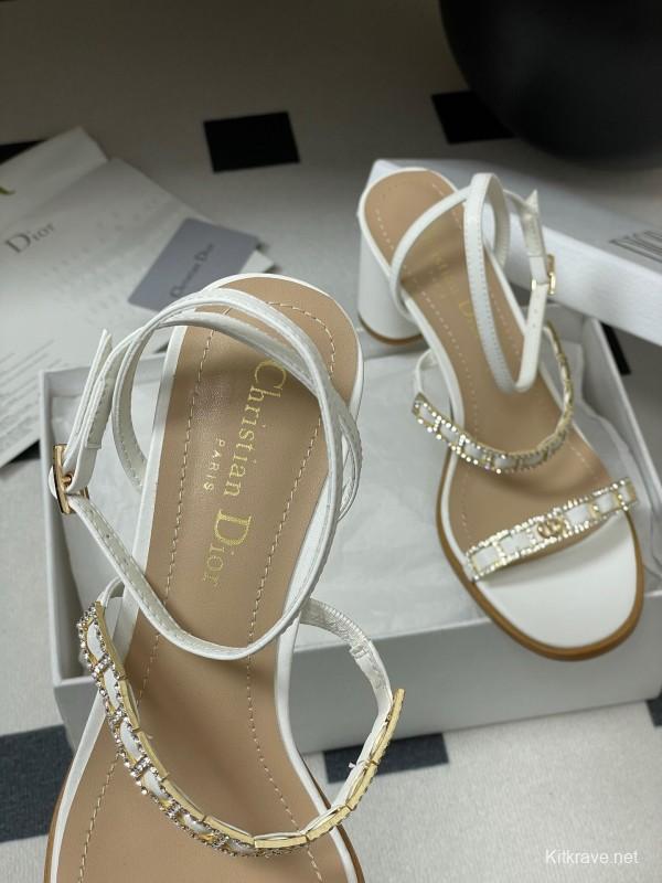 Dior D-lssime Heeled Sandals with Crystal Embellishments and Cross Straps - 2025SS