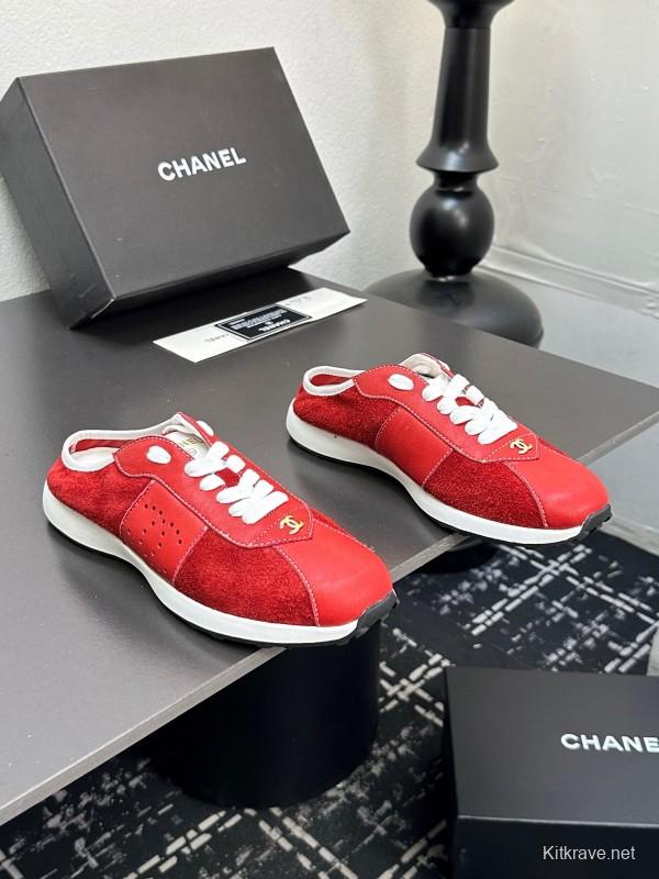 2025 Women Chanel Red Leather Casual Sneakers Fashion Craft LY00360(F)