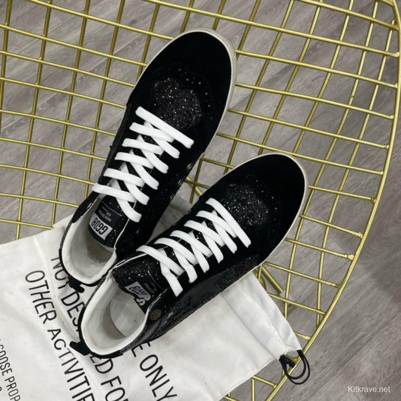 2024 Unisex GGDB Black Suede Glitter High Top Sneakers MJ00300