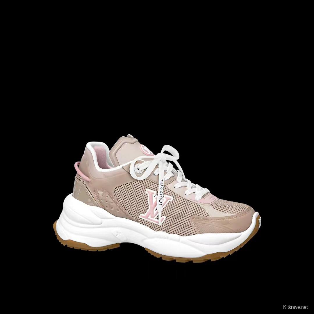2025 Women Louis Vuitton Pink White Mesh Leather Sneakers LY00340