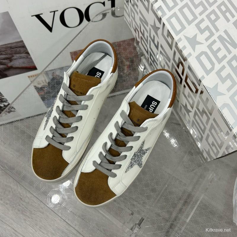2025 Women GGDB White Silver Leather Sneakers