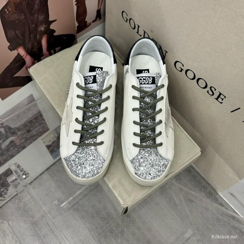 2025 Women GGDB White Silver Leather Sneakers MJ00260