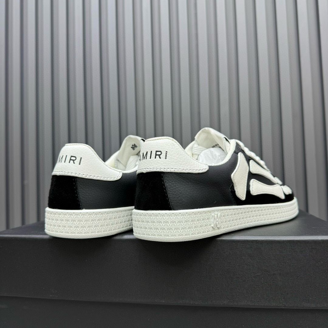 2024 Unisex Amiri Black White Leather Sneakers MJ00300