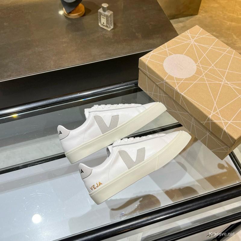 2025 Unisex VEJA White Grey Leather Canvas Sneakers MJ00240