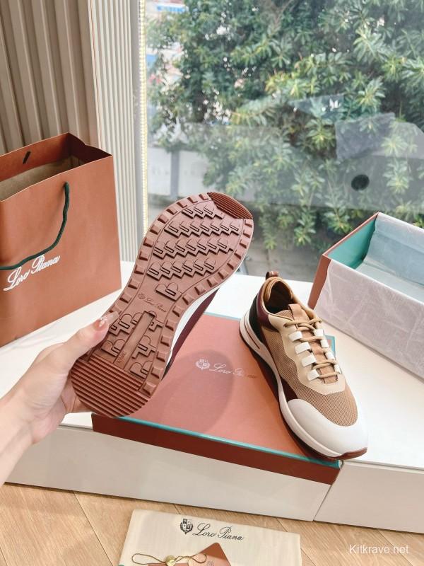 2024 Unisex Le Parmentier Brown Beige Knit Sneakers Top Version MJ00340