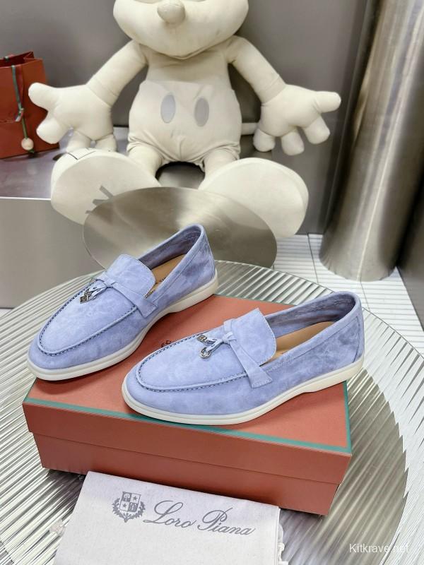 2024 Unisex Le Parmentier Light Blue Suede Loafers MJ00270