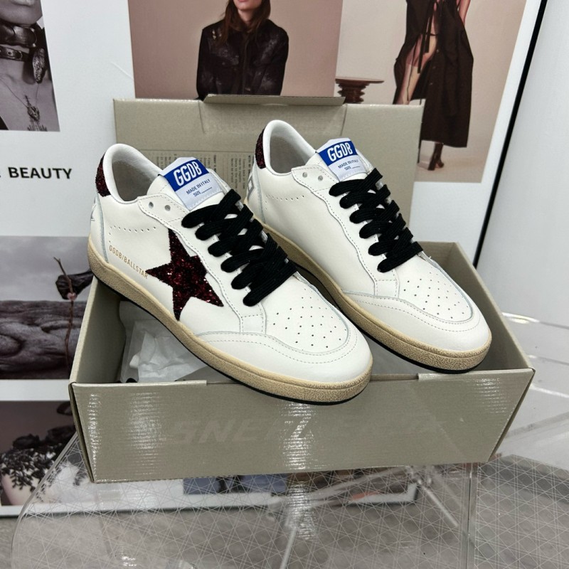 2024 Unisex GGDB White Burgundy Leather Sneakers MJ00260