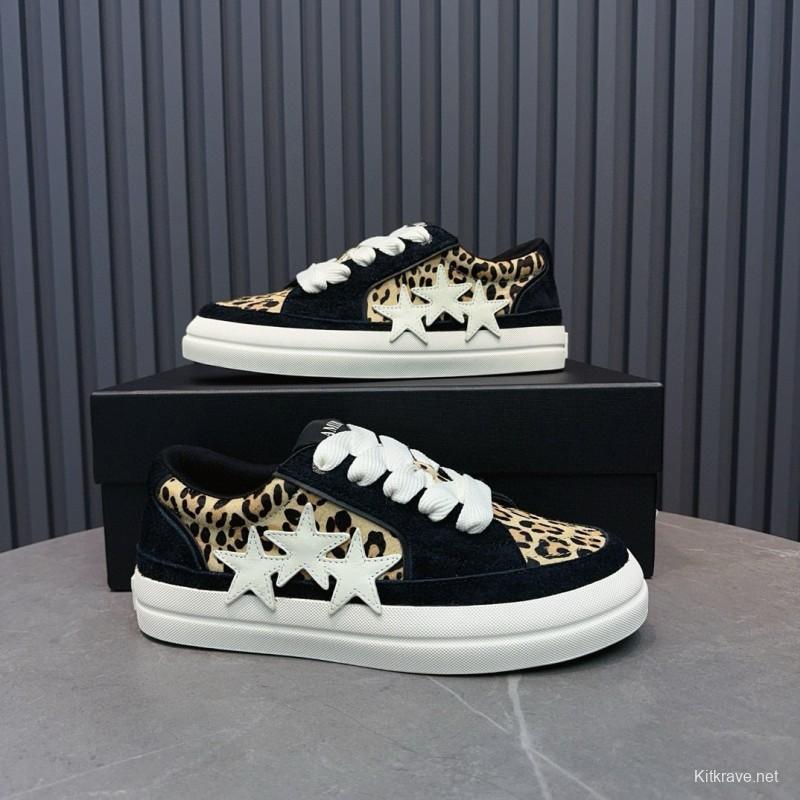 2024 Women Amiri Black Leopard Suede Leather Sneakers MJ00300