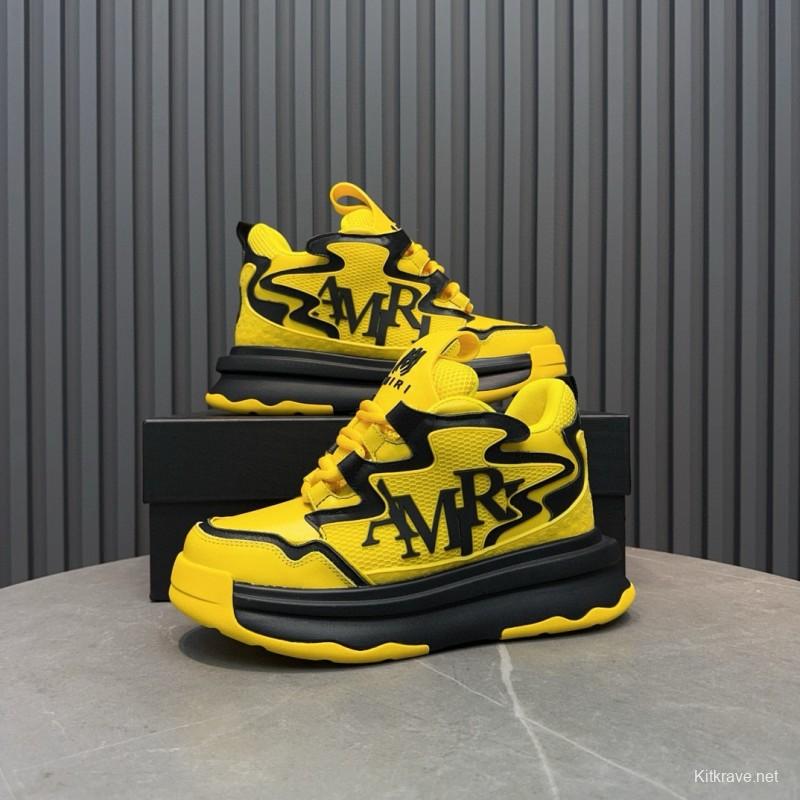 2024 Unisex Amiri Yellow Black Leather Sneakers MJ00410