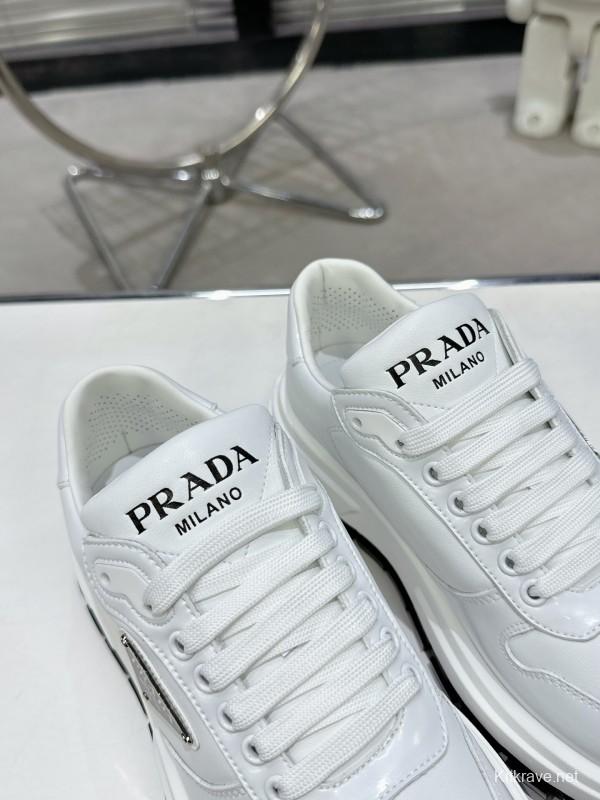 2025 Women Prada White Leather Sneakers KFY00310
