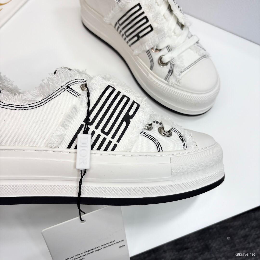 2025 Women Dior White Black Canvas Sneakers LY00300