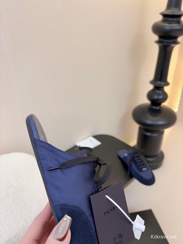 2025 Women Prada Blue Suede Fabric Casual Shoes