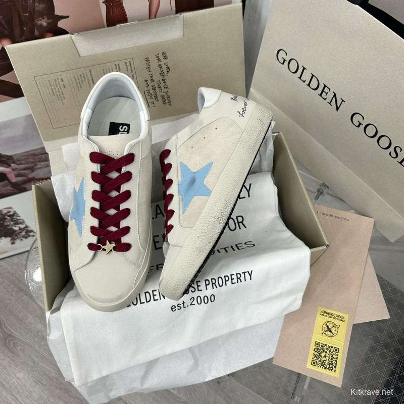 2025 Women GGDB Blue White Leather Sneakers MJ00260