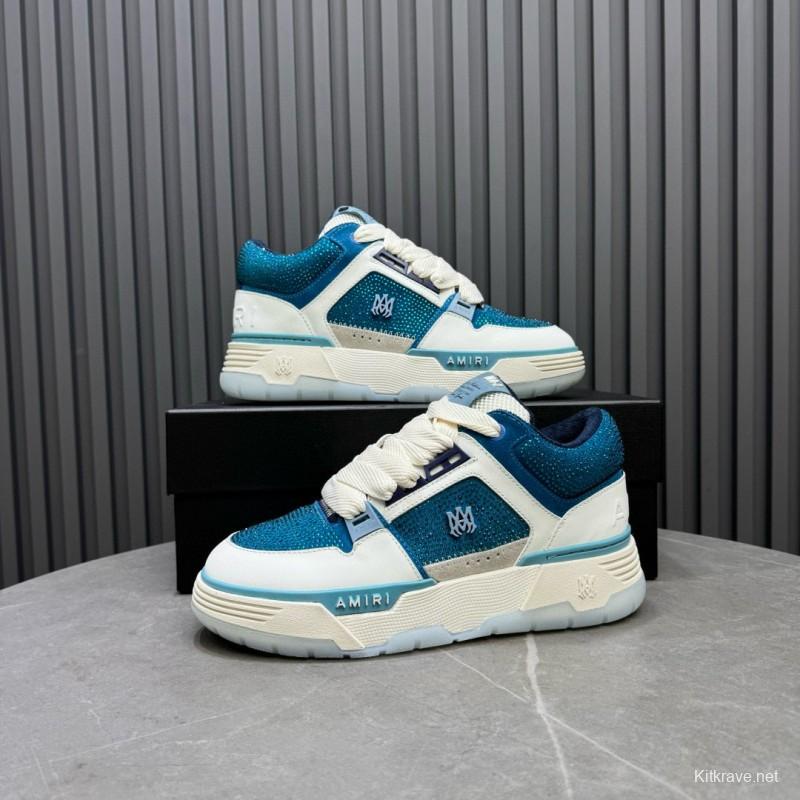 2024 Unisex Amiri Blue White Leather Mesh Sneakers MJ00410