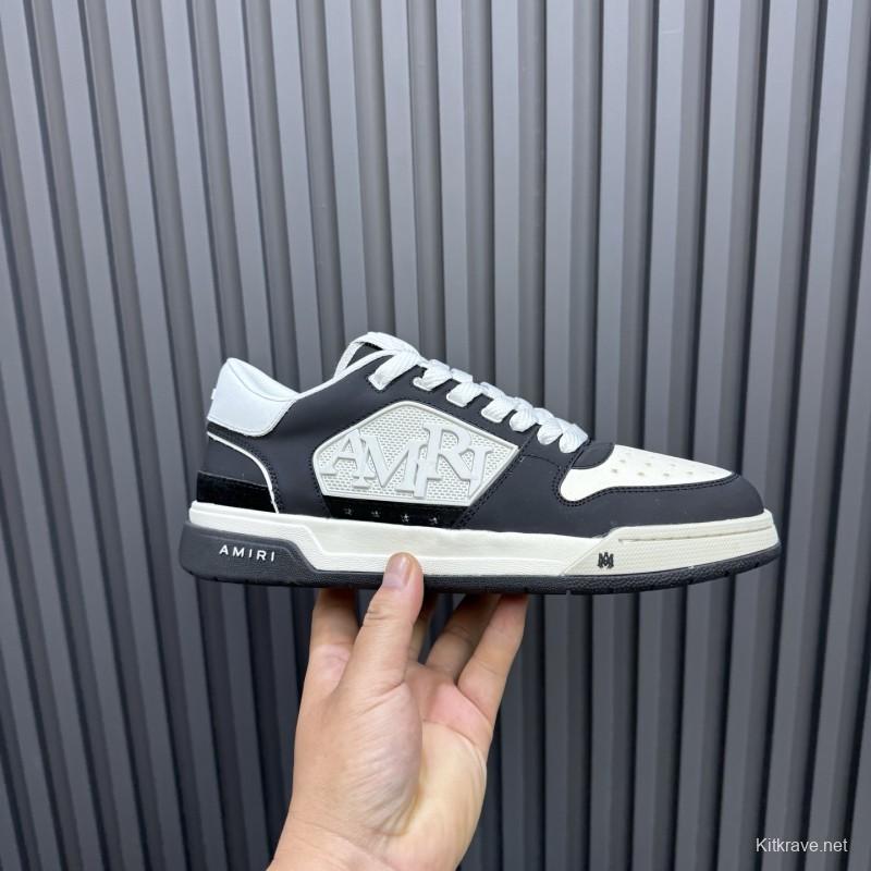 2025 Unisex Amiri Black White Leather Sneakers MJ00360