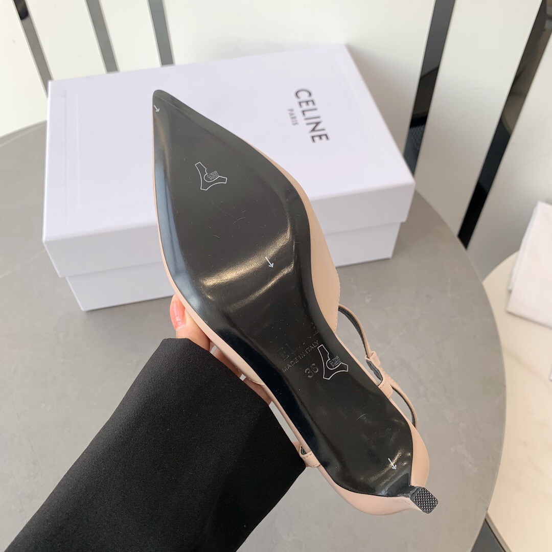 2025 Women Celine Beige Calfskin T-Strap Pumps
