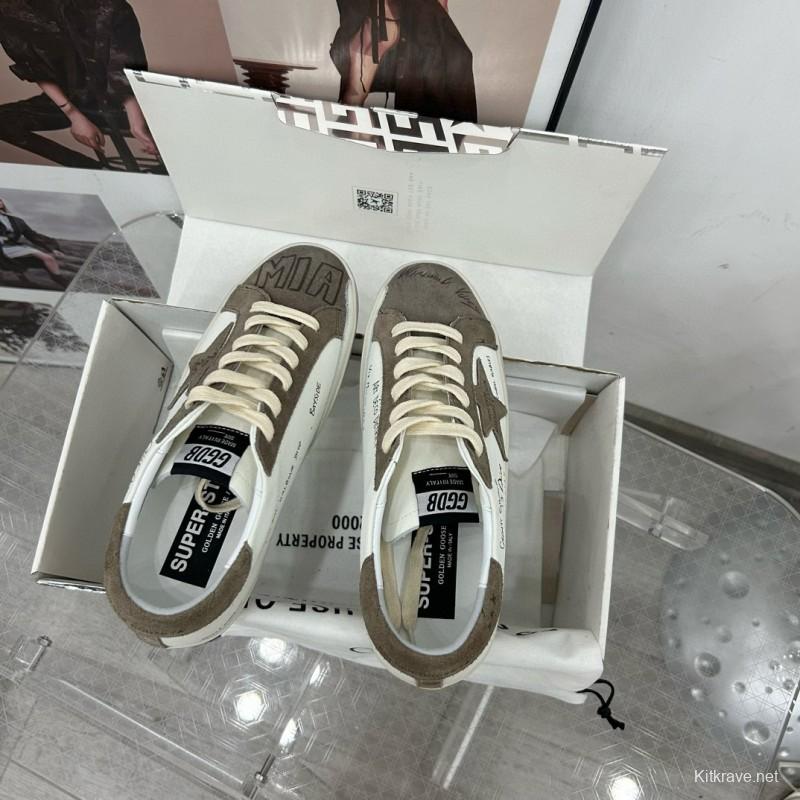 2024 Women GGDB White Grey Suede Leather Sneakers
