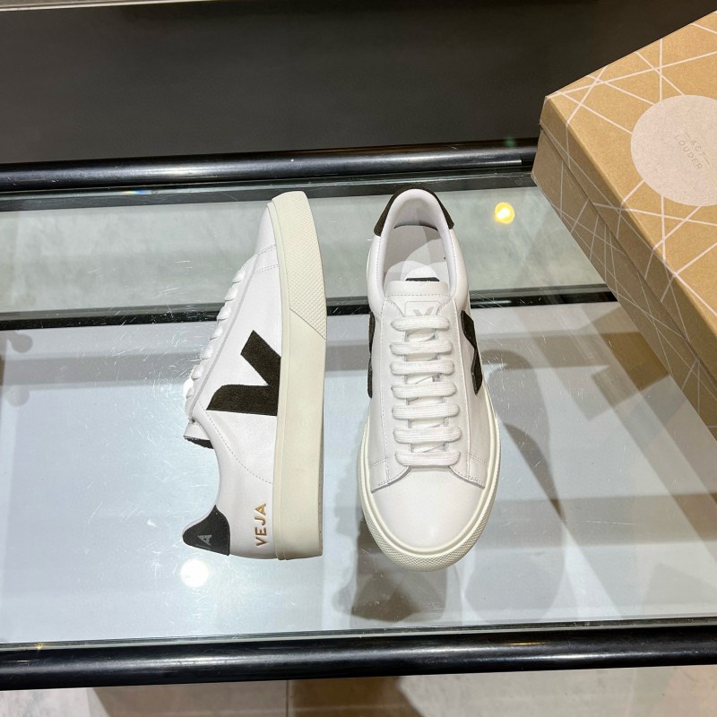 2025 Unisex VEJA White Black Leather Canvas Vulcanized Sneakers MJ00240
