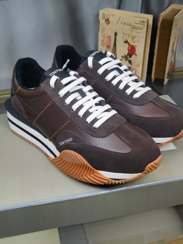 2025 Unisex TOM FORD Brown Black White Leather Cow Leather Sneakers LY00360(F)/LY00370(M)
