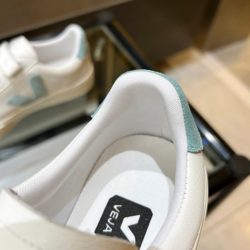 2025 Women VEJA White Blue Leather Canvas Vulcanized Sneakers MJ00240