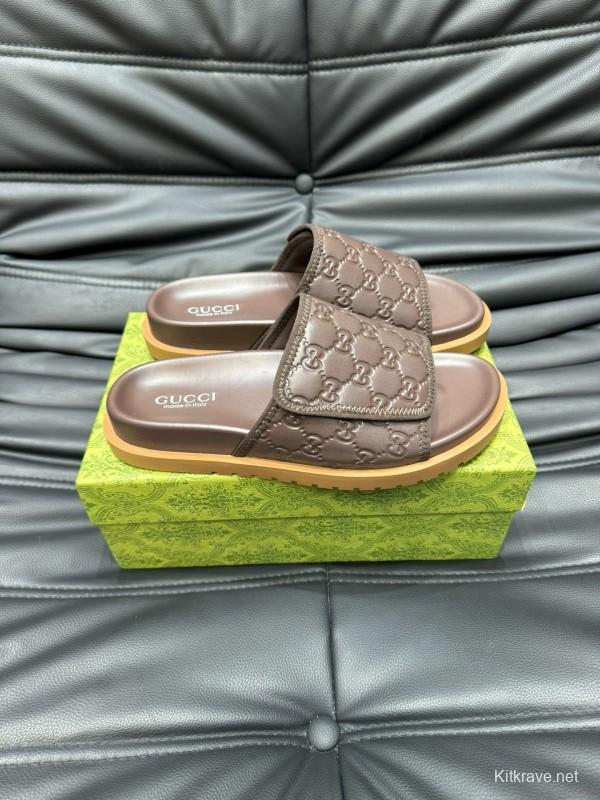 2024 Slippers Gucci Brown Leather Slippers MJ00200