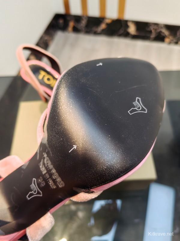 2025 Women TOM FORD Pink Velvet High Heel Sandals KFY00300