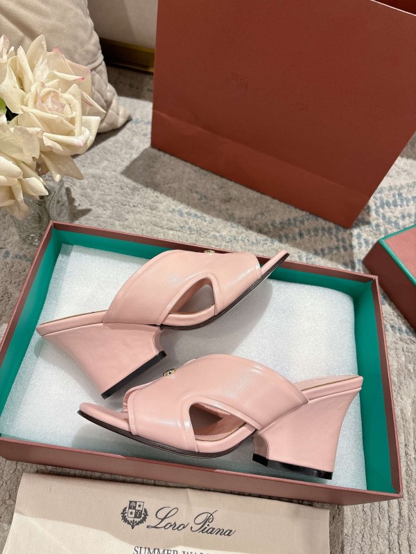 2025 Women Le Parmentier Pink Leather Heeled Sandals