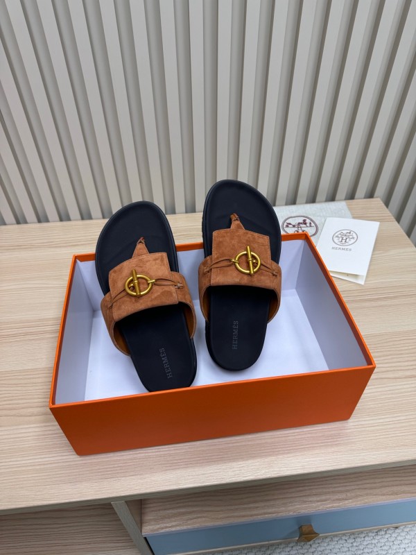 2025 Slippers Hermès Brown Suede Slippers