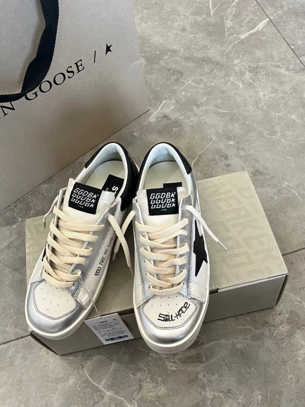 2024 Unisex GGDB White Silver Leather Sneakers MJ00260