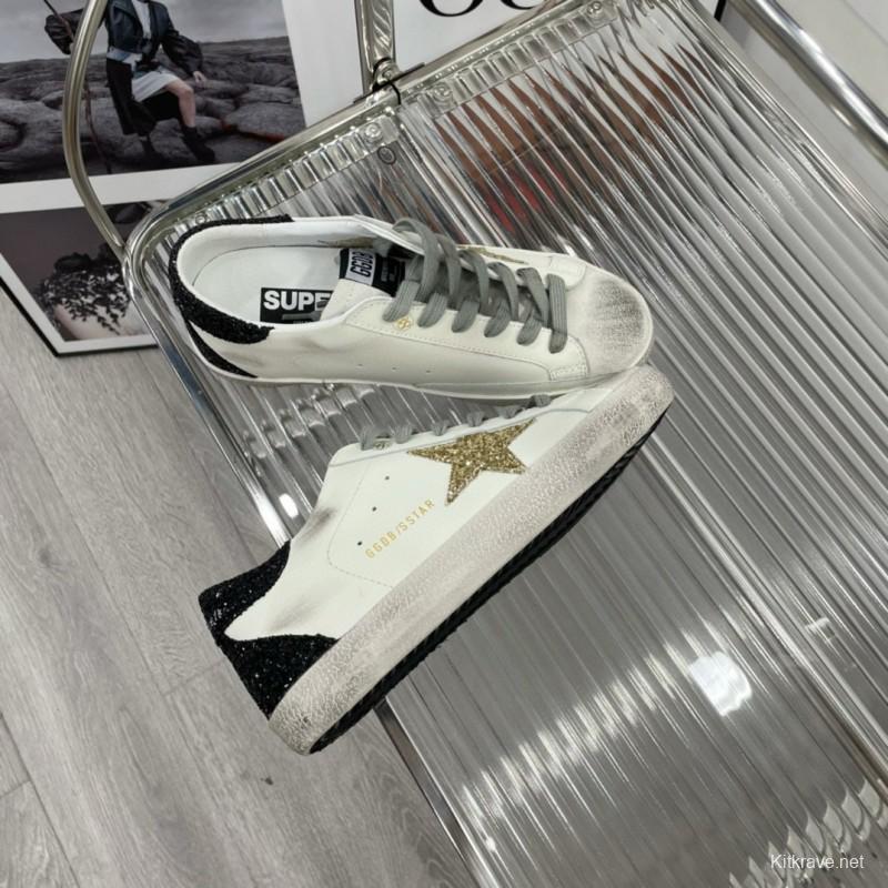 2025 Women GGDB White Black Gold Leather Suede Sneakers