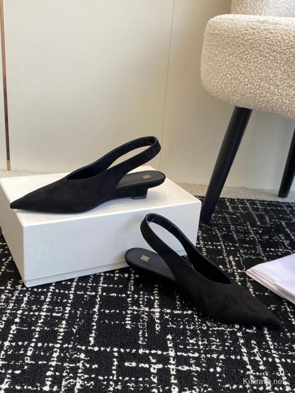 2025 Women Toteme Black Suede Slingback Pumps