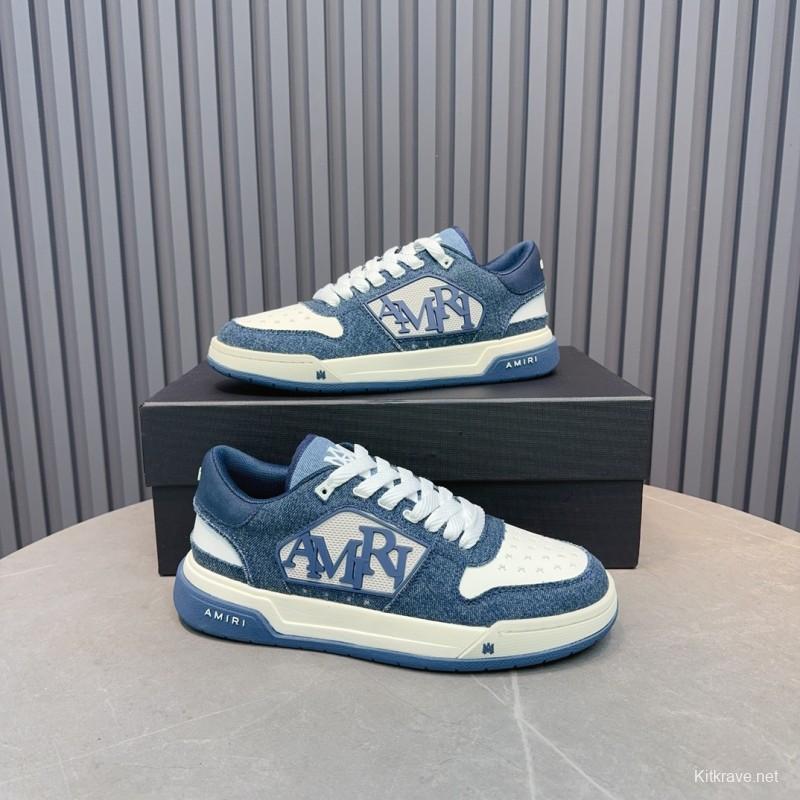 2025 Unisex Amiri Blue White Leather Sneakers MJ00360