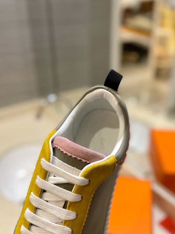 2024 Unisex Hermès Yellow Grey White Imported Silk Lambskin Imported Rain Velvet Casual Sneakers MJ00320