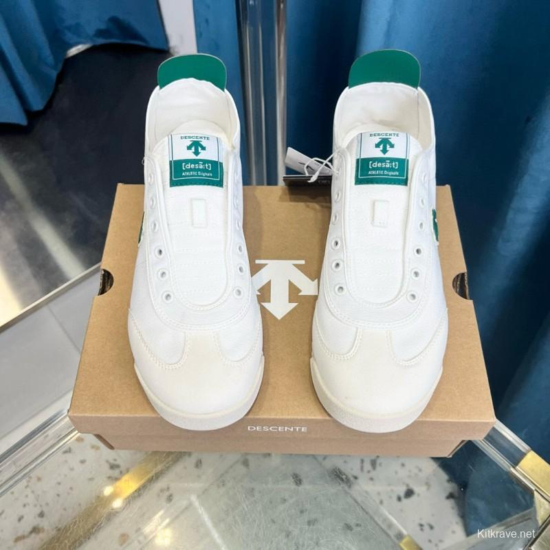2024 Unisex DESCENTE white green canvas sneakers MJ00280