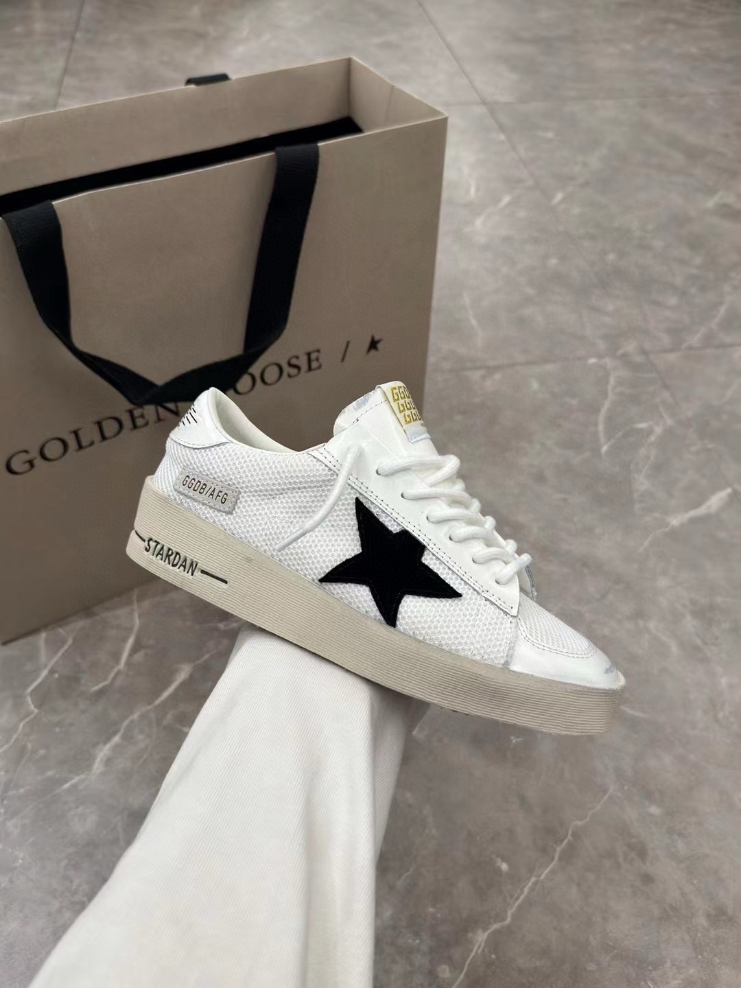2024 Unisex GGDB White Black Leather Mesh Low Top Sneakers MJ00260