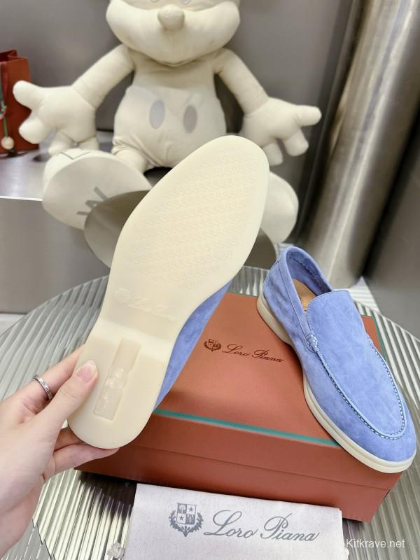 2024 Unisex LP Light Blue Suede Loafers MJ00270