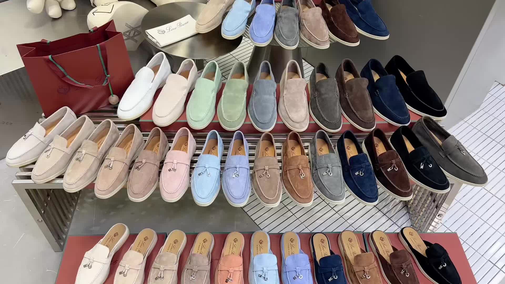 2024 Unisex LP White Brown Blue Suede Loafers