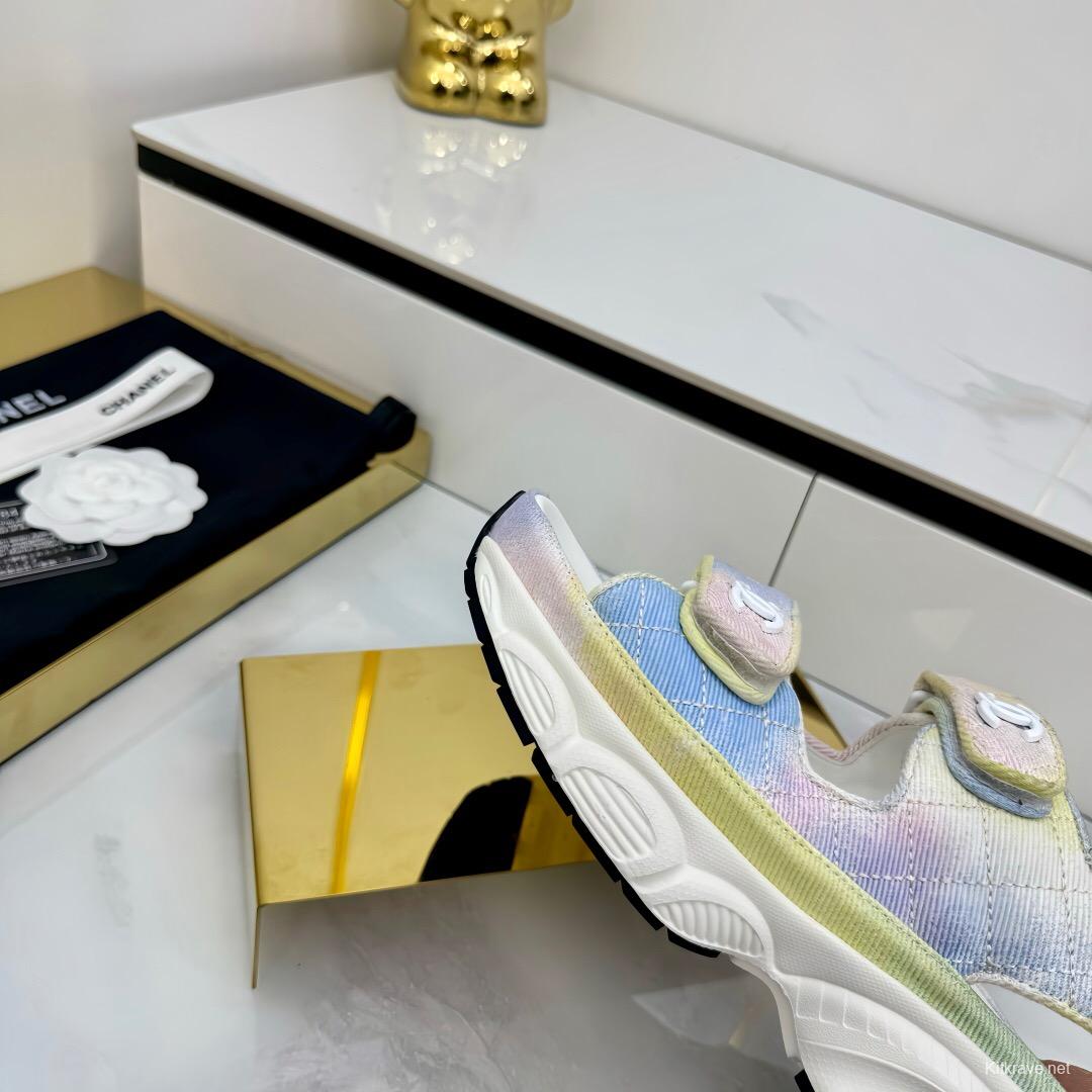 2025 Slippers Chanel Pastel Yellow Blue Pink Textile Slippers