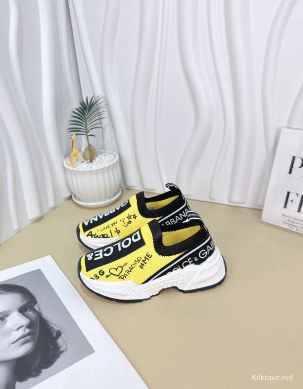 2024 Kids Dolce & Gabbana Red Black White Nylon Sneaker