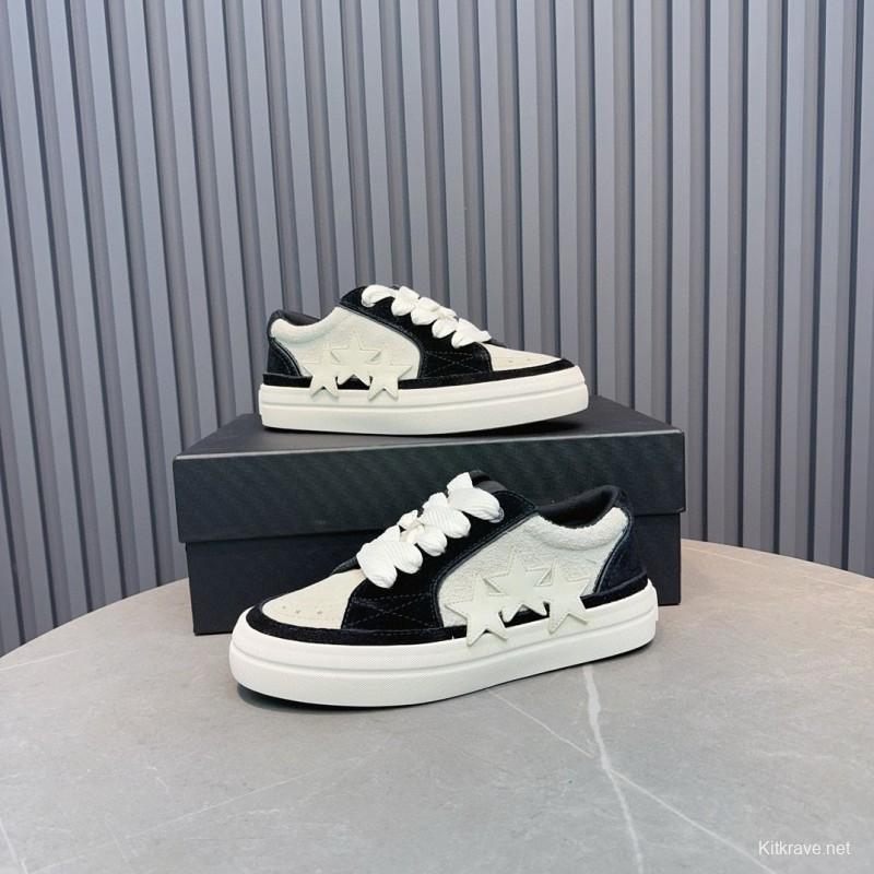 2024 Unisex Amiri Black White Leather Sneakers MJ00300